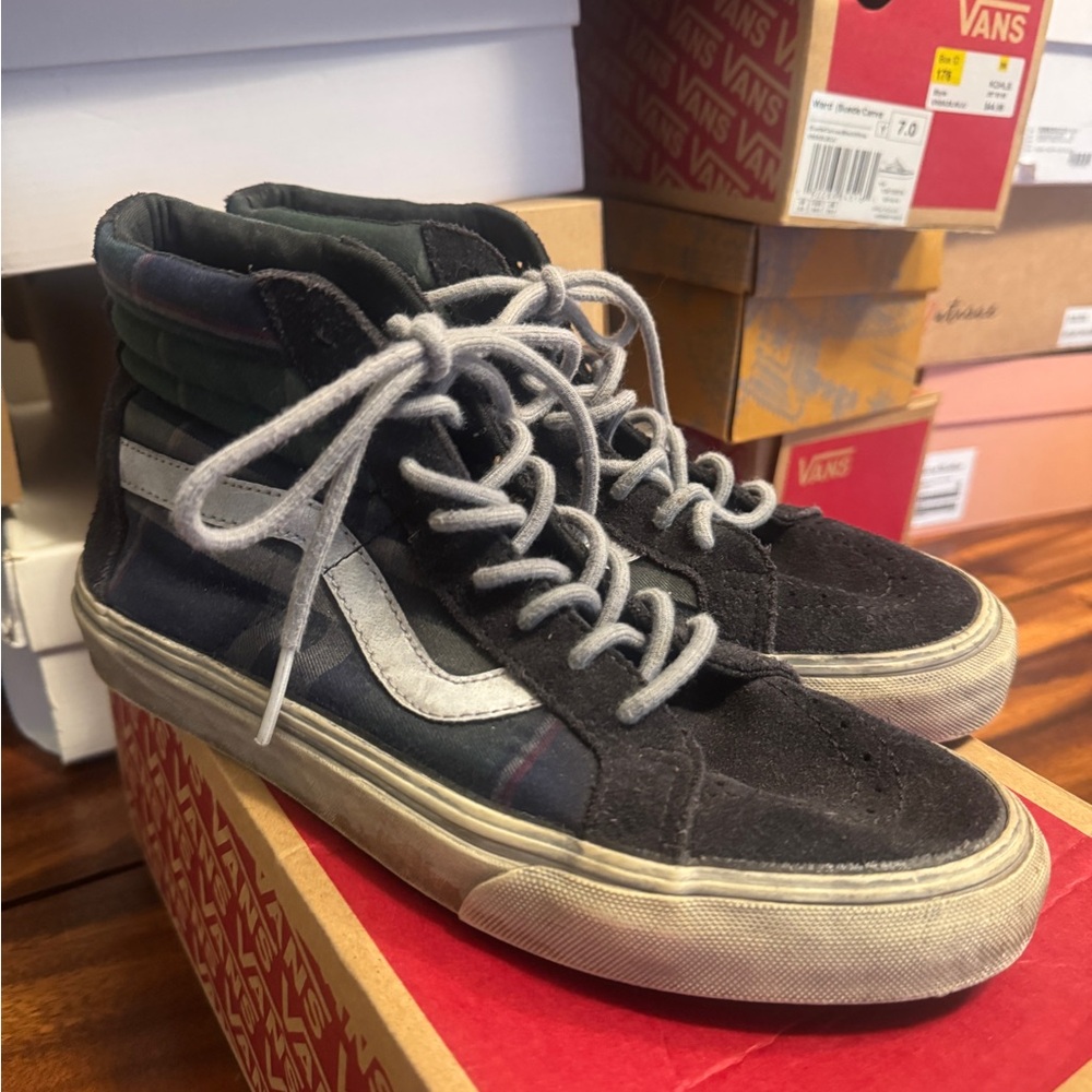 Vans Black and Blue High-Top Sneakers